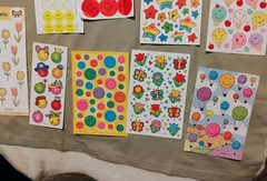 Lot Happy Face Stickers Hallmark Agc Highlights Hot Air Balloon Ice Cream Cones