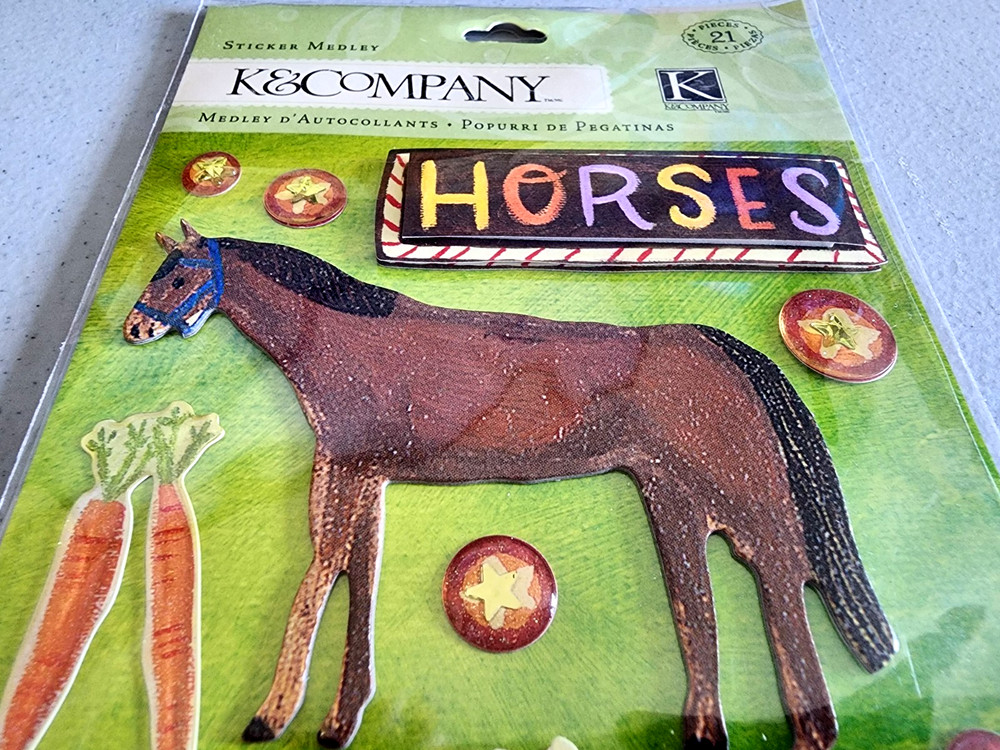 K&Company 3D Chipboard Horses Stickers Scrapbooking Sheet 4.5×12 Thoroughbred
