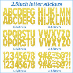 376 Pcs 24 Sheets Large Letter Stickers Glitter Big Font Alphabet Number Self