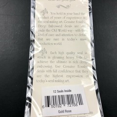 Vintage Embossed Foil Seal Stickers GOLD Rose Floral Flower Head Fancy Beautiful