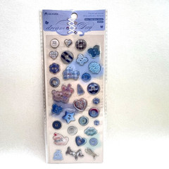 Cute Epoxy Button Stickers Blue Junk Journaling Collage Scrapbooking