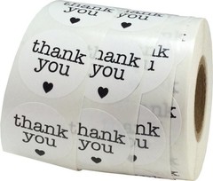 500 White Thank You Stickers – 1 Inch Round Adhesive Labels for Packaging, Gifts