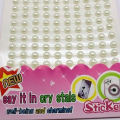 3 Sheets of 200pcs White Self-Adhesive Acrylic Pearl Stickers 6mm Stick On Gems