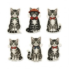 Cute Vintage Style Cat Stickers Journal Scrapbook PICK ONE