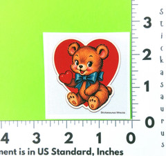 Teddy Bear & Hearts Mini Sticker Sheet Vintage Kitsch Style