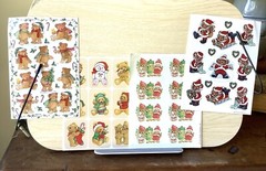 Lot of 4 Vintage Teddy Bear Christmas Sticker Sheets Hallmark AGC Loose Complete