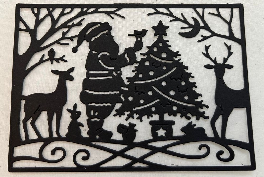Christmas Die Cuts *St. Nick Christmas Scene * Set of 16 * Black or White