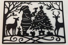 Christmas Die Cuts *St. Nick Christmas Scene * Set of 16 * Black or White