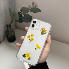 Pressed Flower Stickers 50-Pack, Transparent Yellow Waterproof Decals for Phone