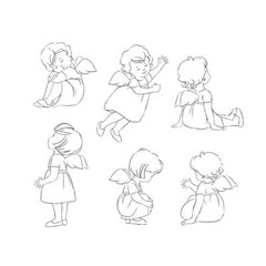 New ART IMPRESSIONS clear rubber stamp watercolor LITTLE ANGELS SET free USA shp