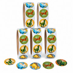 500 Dinosaur Stickers 1.5″ Roll Prehistoric T Rex Party Favors Classroom
