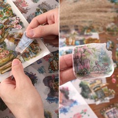 Auguro Scrapbook Stickers 20 Sheets 240 Pre-Cut Washi Flower Story
