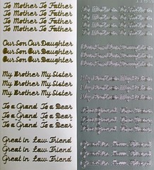FAMILY Mother Father Son Daughter Friend PEEL OFF STICKERS Brother Sister Dear