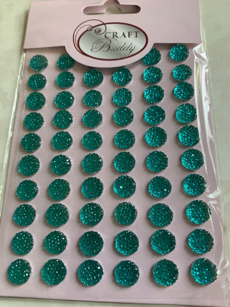 3D ADHESIVE GEMSTONE ROUND GEMS TEAL BLUE GEMS 60 PCS