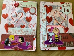 Peanuts Snoopy Valentine Handcrafted Altered Playing Cards Junk Scrapbooking