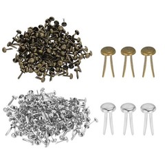 1000 PCS Paper Brass Fasteners Split Pins, Bronze/Silver, 4.5 x 8 mm