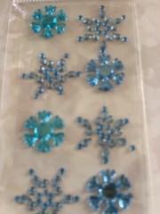 CHRISTMAS STICKERS 3D GEMSTONE SNOWFLAKES BLUE MULTI-SHAPE SNOWFLAKES 10PCS
