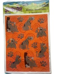 New Heartline Hallmark Scooby Doo Paw Prints & Flowers Stickers 2 Sheet Flocked