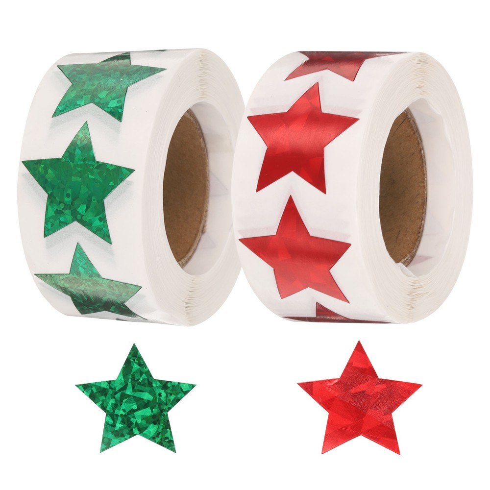 1000pcs Red/Green Star Stickers 1 Inch Self-Adhesive Sticker Label for Shop Home