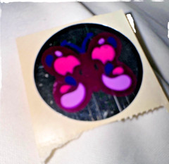 Vintage 1980s Russ Berrie Bravos Purple Mylar Butterfly Foli Module Sticker