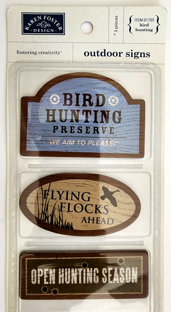 Karen Foster Bird Hunting Chipboard Accents Outdoor Sign Scrapbook Embellishment