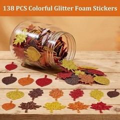 Fall Crafts for Kids – Maple Leaf Glitter Foam Stickers | 138 PCS Self Adhesi…