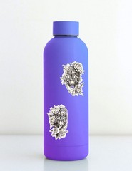 Floral White Tiger Die Cut Vinyl Stickers Set Scrapbooking Laptop WaterBottle