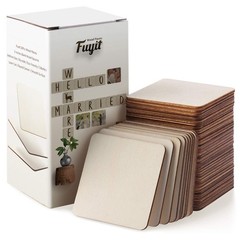 Fuyit Unfinished Wood Pieces, 50Pcs 3 x 3 Inch Blank Natural Wood Square Wood…