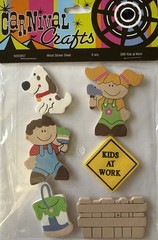 KIDS AT WORK Dimensional Wooden Stickers(6pc)Hobby Lobby•Painting•Card Making•