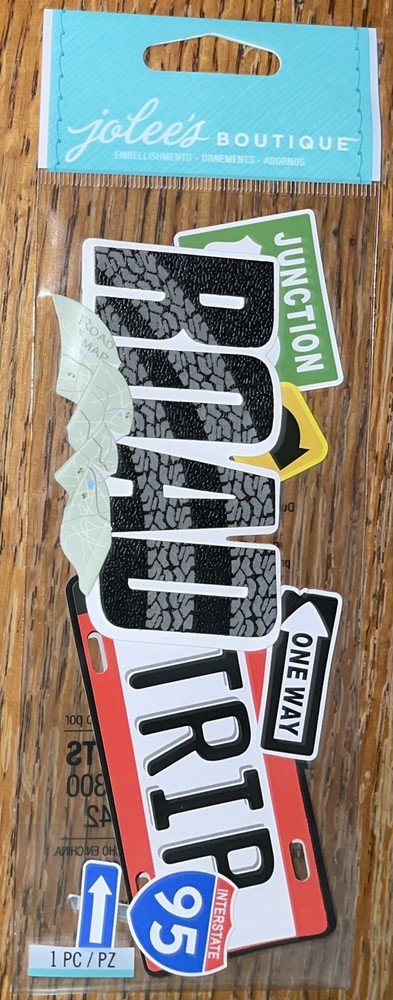 Jolees ROAD TRIP 3D Title Drive Car Ride Family Vacation Map Scrapbook Stickers
