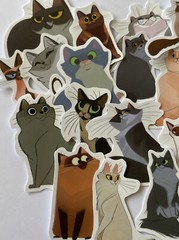 CAT ASSORTMENT Stickers(6pc) •Fuzzy•Meow•Kitten•Pet•Feline •Cute•Fur•Whiskers•