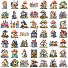 50 PCS Transparent PET Fairy Tale Castle Stickers Waterproof Stationery Cartoon