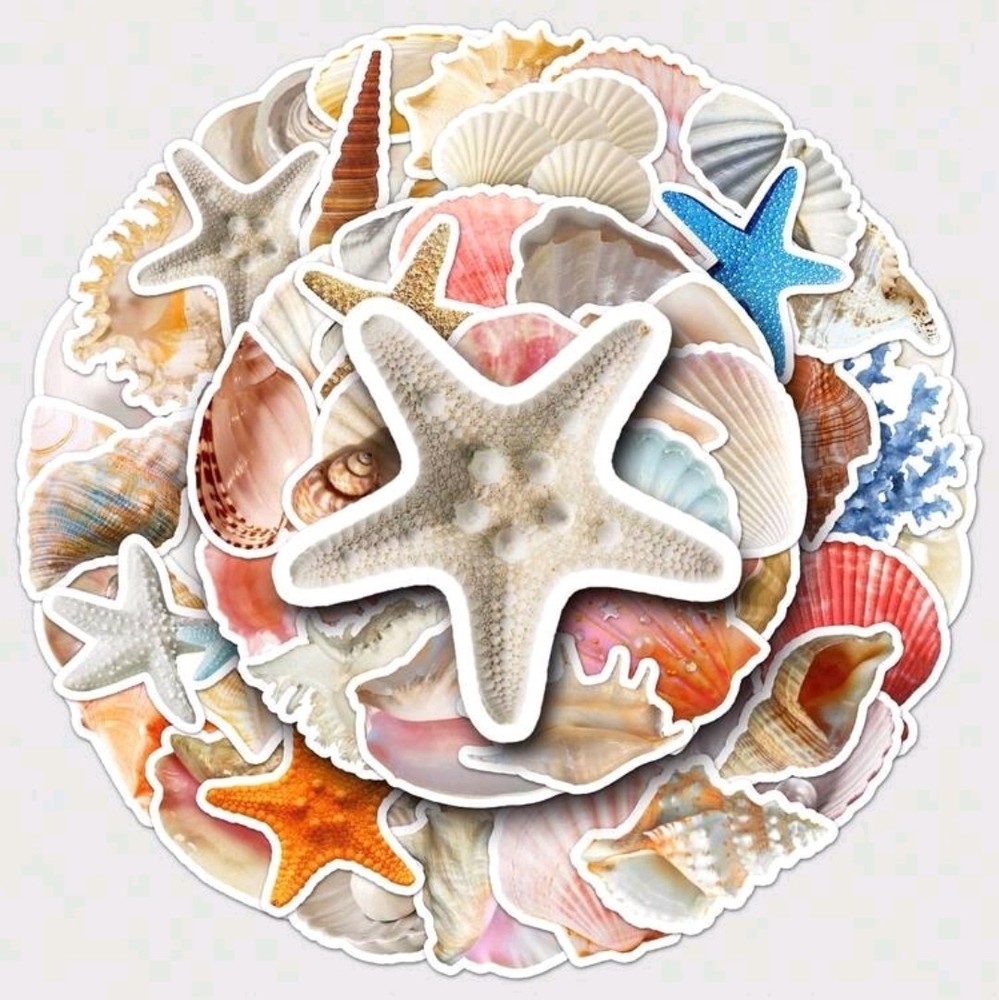 20pcs Shellfish Ocean Style Stickers Journal Laptop Cup Refrigerator Scrapbooks