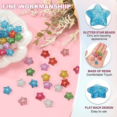 30 Pcs Flat Back Resin Charms, Glitter Star Charms Bulk, Blue