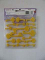 Darice Foamies YELLOW KEYS Glitter Stickers 19 Pieces NIP