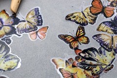 yellow butterfly sticker | yellow black butterfly beautiful themed PET
