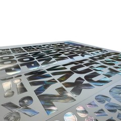 Royal Brites Self-Adhesive Alpha-Numeric Holographic Silver Foil Characters, 2”