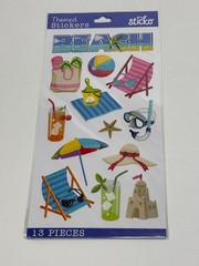 Sticko Beach Themed Stickers 13 Pcs Glitter Finish