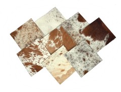 AARON LEATHER GOODS Hair-On Hide Squares 12×12 Natural Mixed Colors 10-Pack