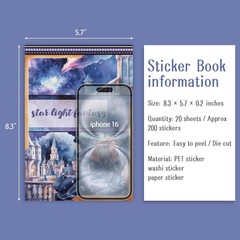 Galaxy Stickers for Journaling – 20 Sheets Star Space Fantasy Washi Paper Decals