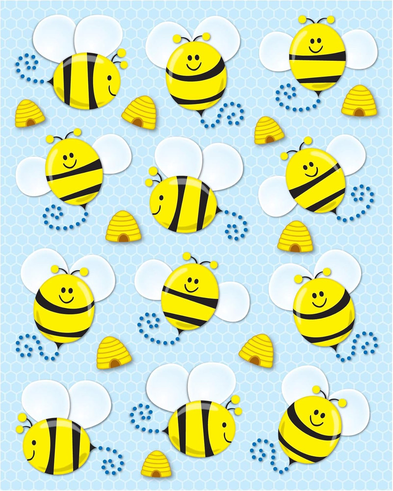 Carson Dellosa 72 Bumble Bee Stickers for Kids, 6 Sheets of Bugs with Hives for