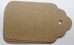{4} LARGE SCALLOP TAG – Raw Bare Unfinished Chipboard Die Cuts – 4″