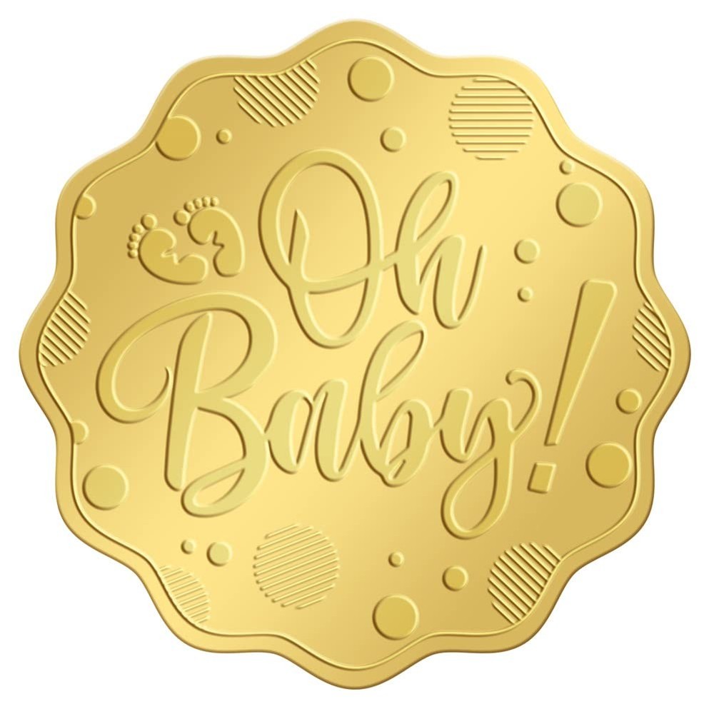 Footprint Baby Gold Embossed Envelope Stickers 2 Inch 100pcs Foil Seals Adhes…