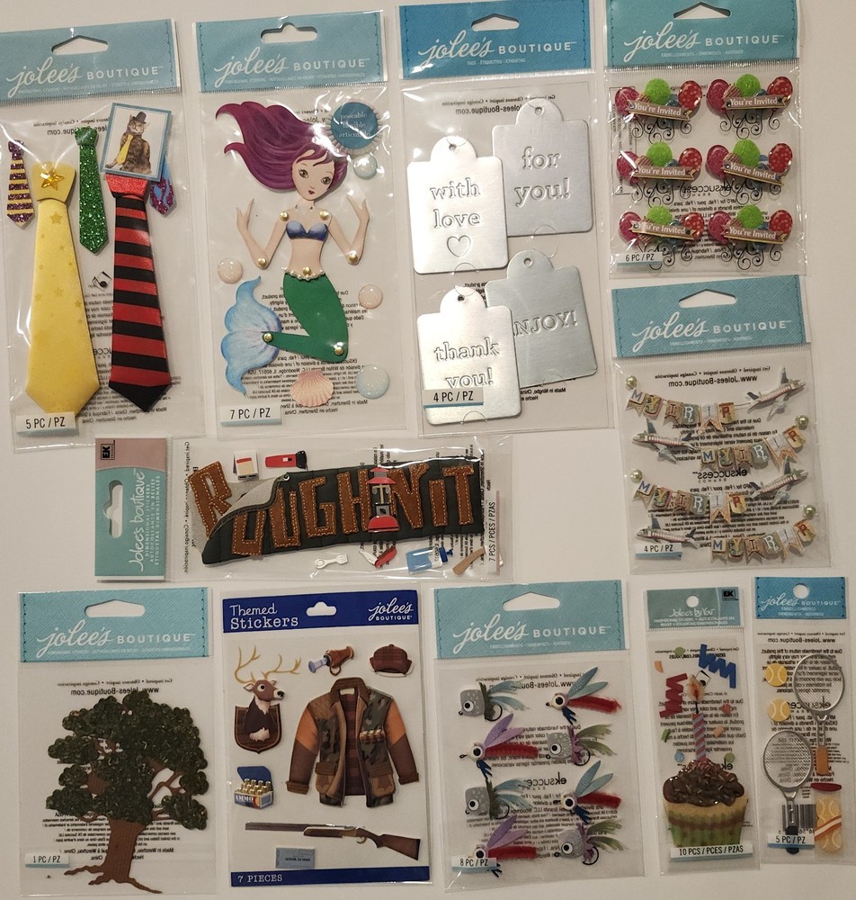 Lot Of 11 JOLEE’S BOUTIQUE Dimensional Scrapbooking Stickers ASSORTED MIX
