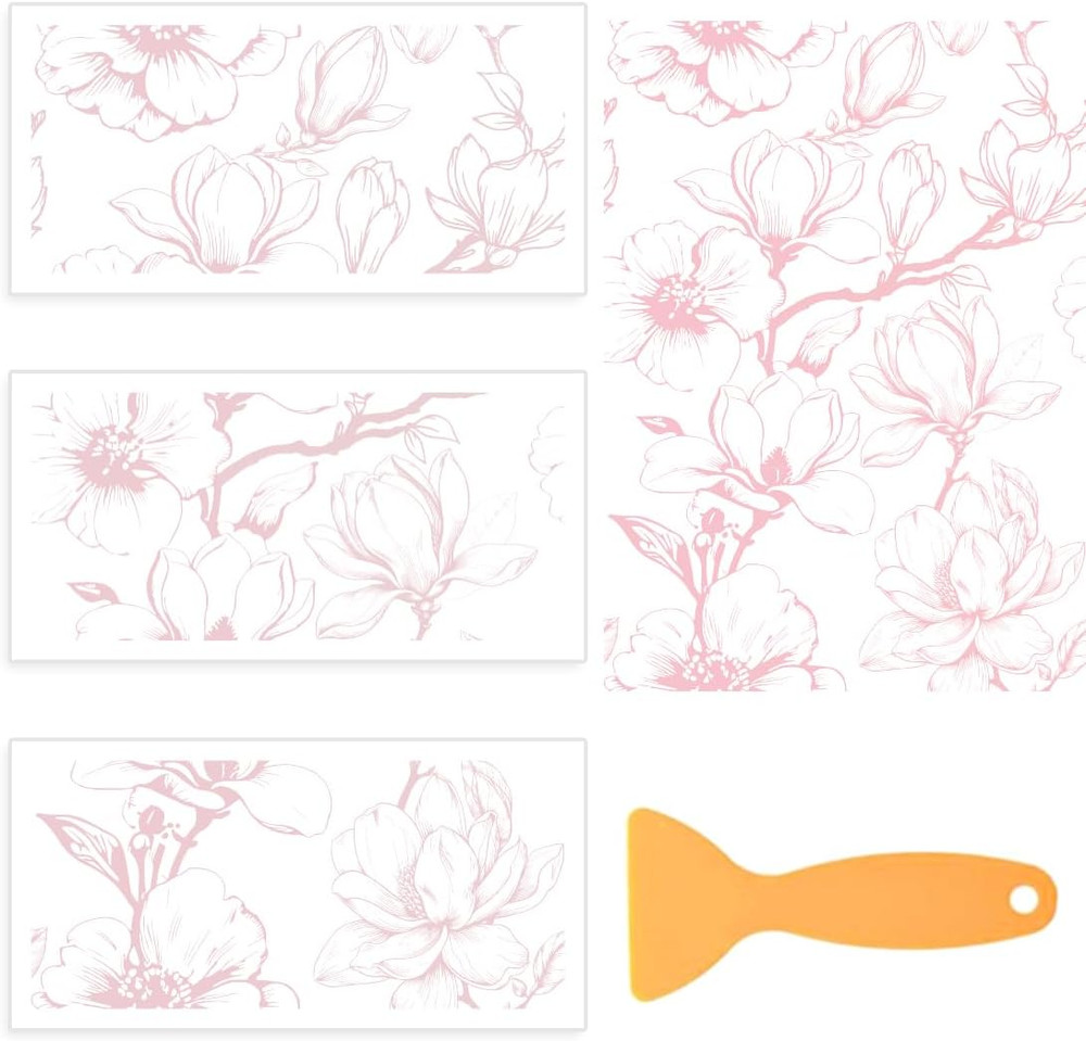 3 Sheets White Pink Floral Rub on Transfers for Crafts and Furniture