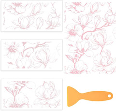 3 Sheets White Pink Floral Rub on Transfers for Crafts and Furniture