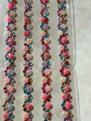 3D ADHESIVE GEMSTONES LONG BORDER MULTI-COLOR & CRYSTAL STRAND 4PC/STRANDS