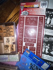 Craft Lot. Scrapbk New Stencils Stickers Stamps. Colorful Paper Sheets/square.