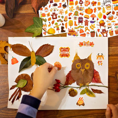 30 Sheets Fall Stickers for Kids, 900 PCS Autumn Leaves Pumpkin Thanksgiving Sti