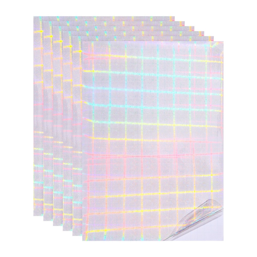 12x8in Holographic Laminate Sheets 6Pcs Sticker Paper Grid Dot Pattern